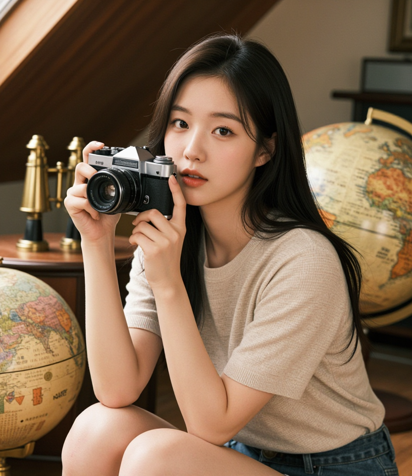 필름 카메라와 소녀