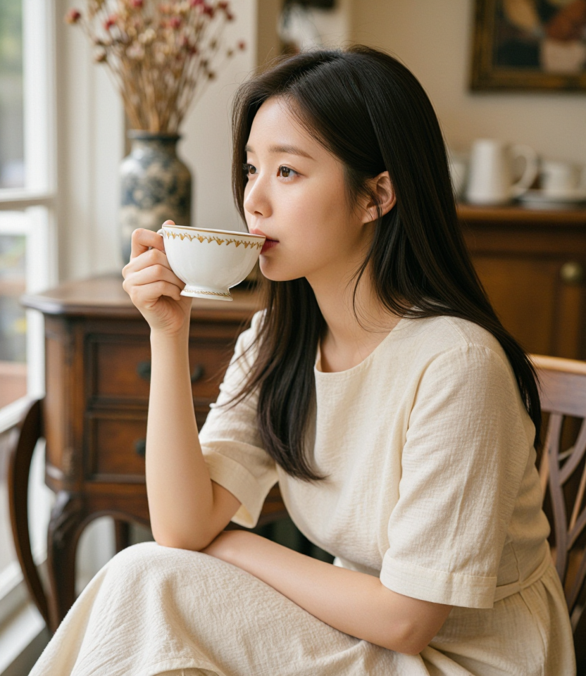 오후의 빈티지 소녀